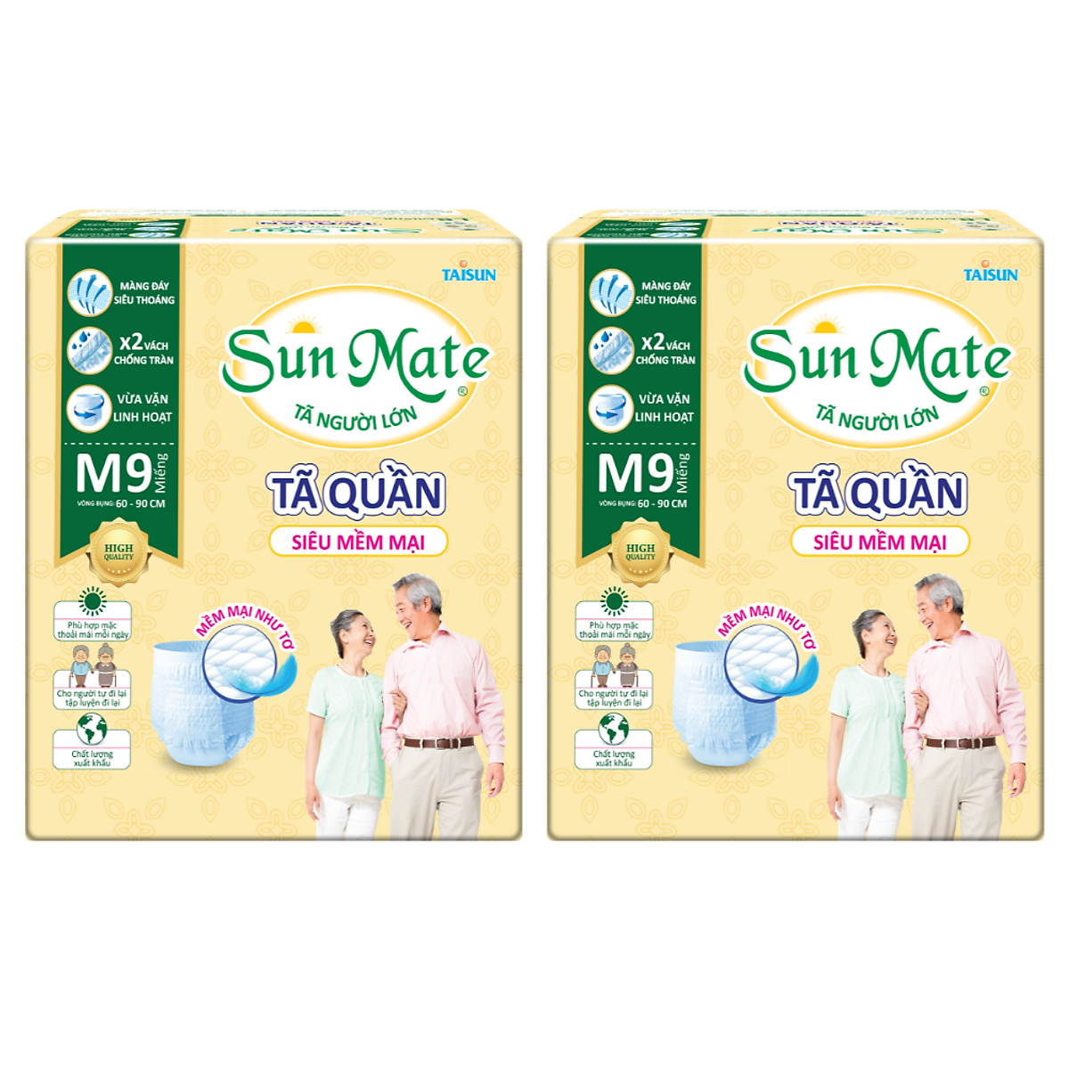 Combo 2 Tã Quần Người Lớn Sunmate Mềm Mại M9 (9 Miếng)