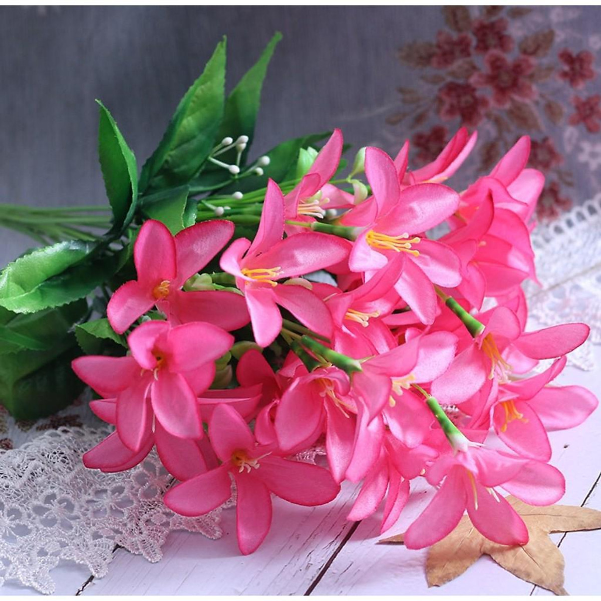 Hoa lụa cao cấp, cành hoa thủy tiên Nhật 18 bông trang trí phòng ...