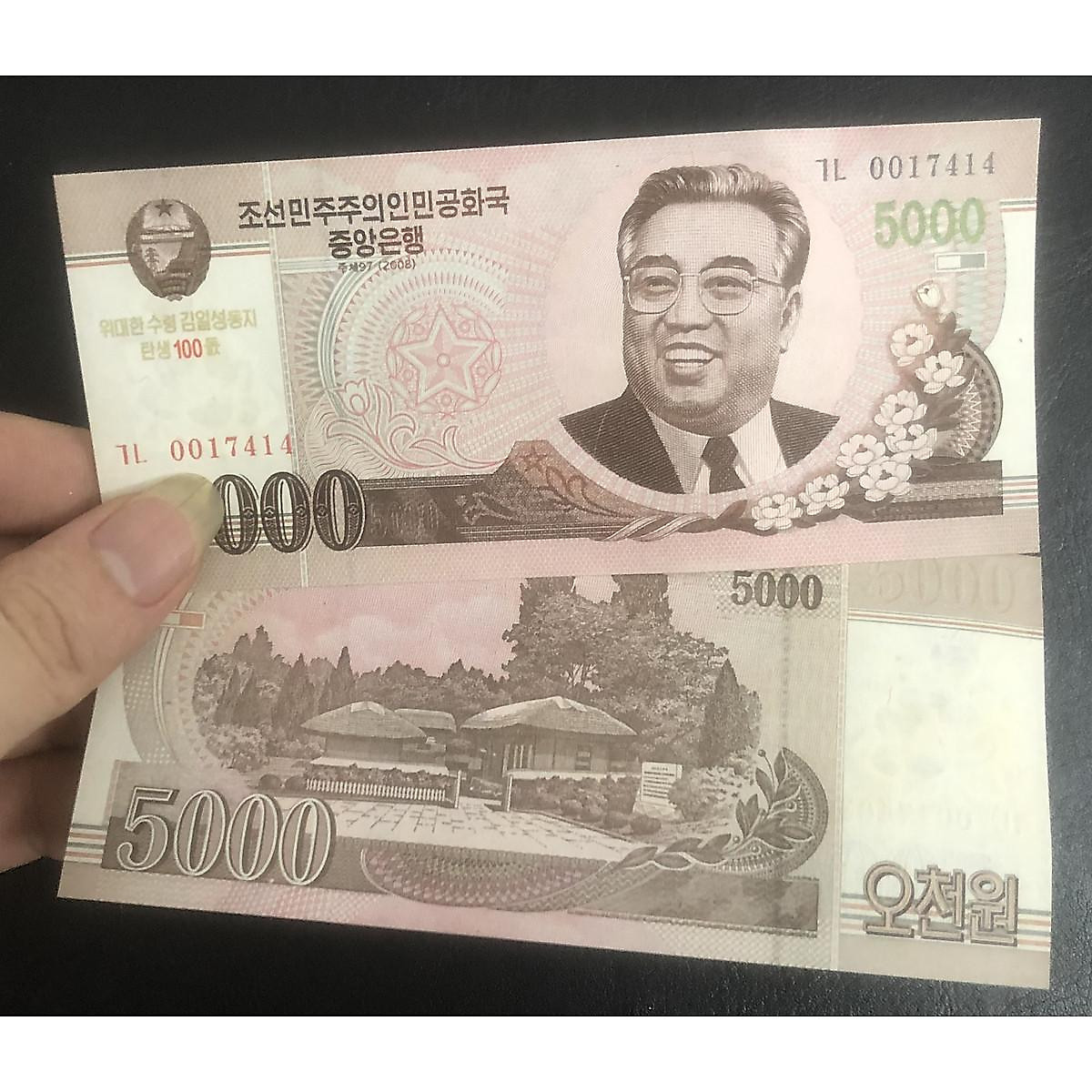 Tờ tiền Triều Tiên 5000 won hình ảnh ông Kim Nhật Thành, mới cứng ...