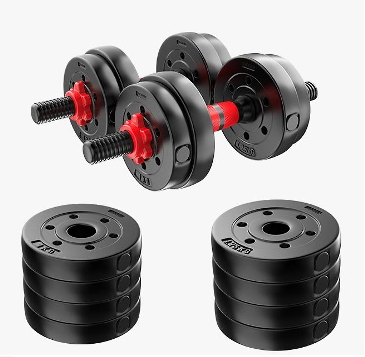Bộ tạ miếng nhựa đen PVC 10KG đa năng thiết kế mới nhất Cao Cấp