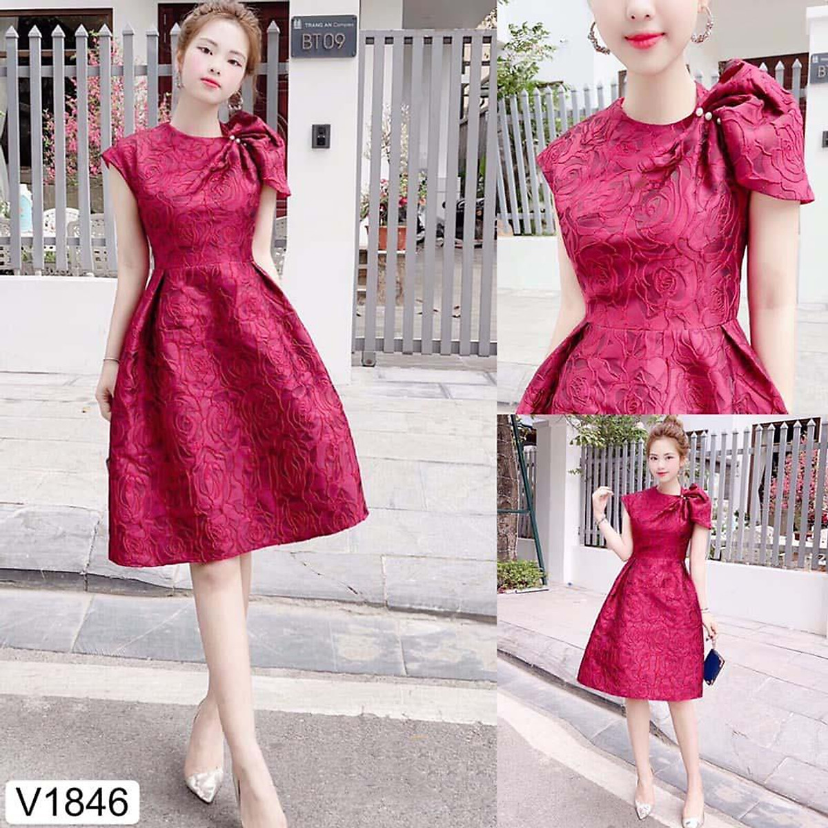 Váy Dự Tiệc Dạ Hội 4 Màu Vải Tafta MD01 Vàng Đỏ Trắng Vàng Đồng Tằng  Hoa Cài  Xuân Quỳnh Luxury  Lazadavn