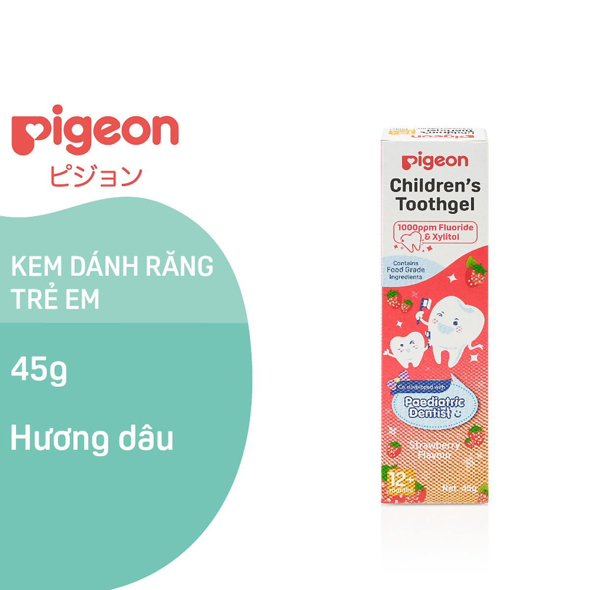 Kem Đánh Răng Trẻ Em Pigeon 45g- Hương Dâu/Hương Trái Cây Nhiệt Đới