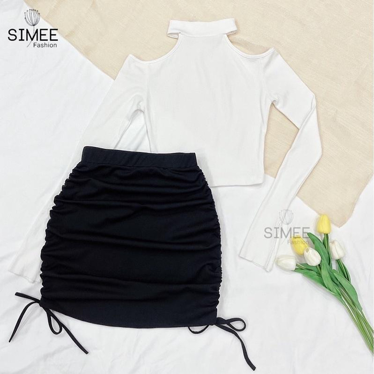 Mua Set váy rút dây-áo cổ yếm Simee - Đen,M tại Simee Fashion Store Mua Set Váy Rút Dây-Áo Cổ Yếm Simee - Đen,M Tại Simee Fashion Store
