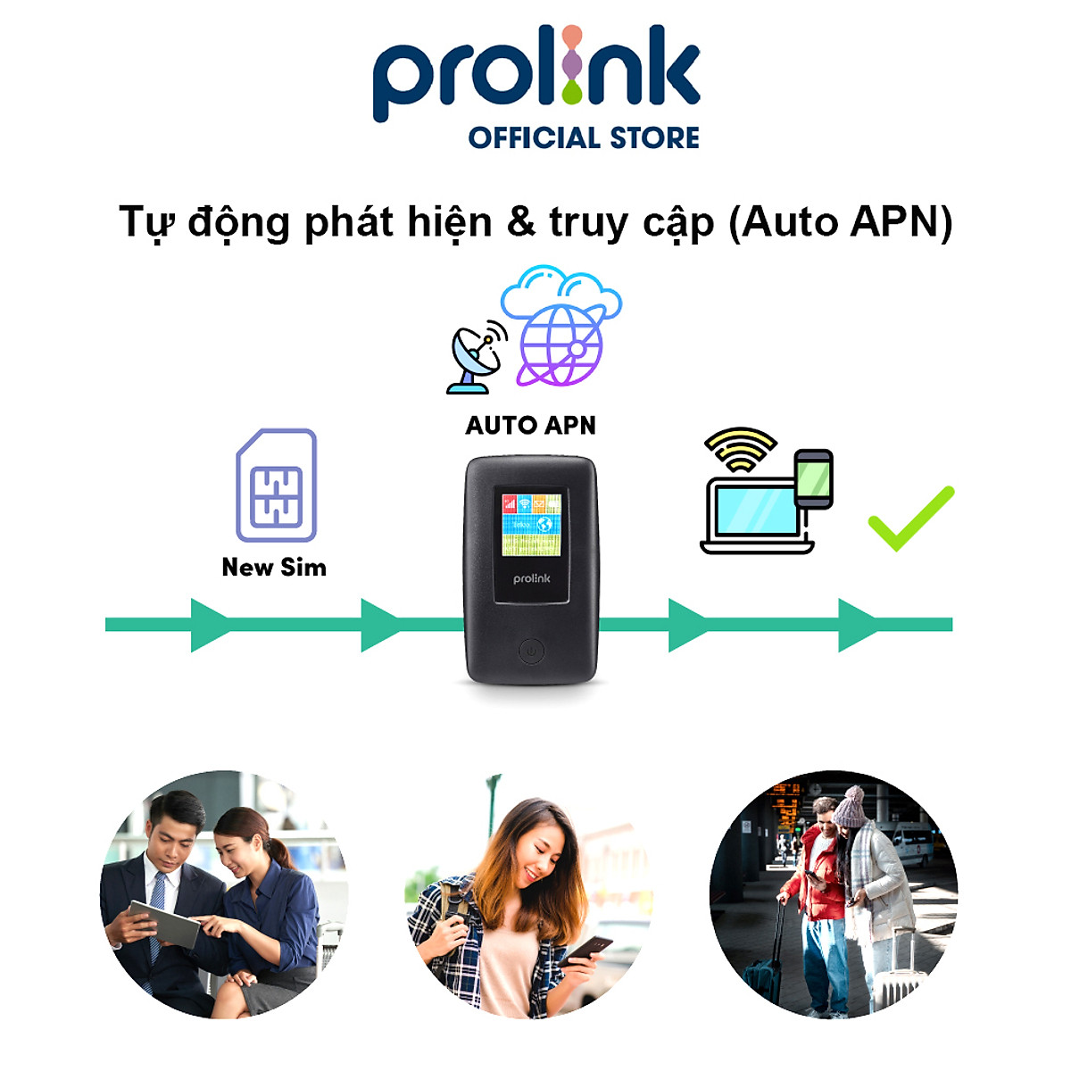 Bộ phát Wifi di động PROLiNK DL7203E, SIM 4G LTE 150Mbps, pin 5200mAH, màn hình 1.44