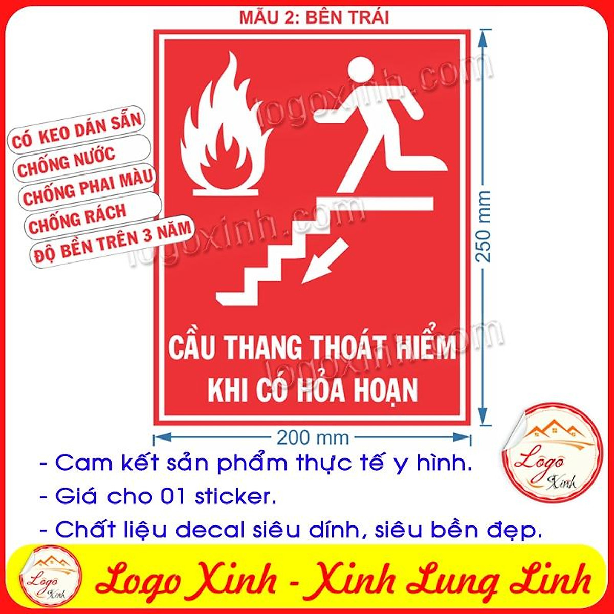 LOGO TEM STICKER DÁN THÔNG BÁO BIỂN CHỈ DẪN CẦU THANG THOÁT HIỂM ...