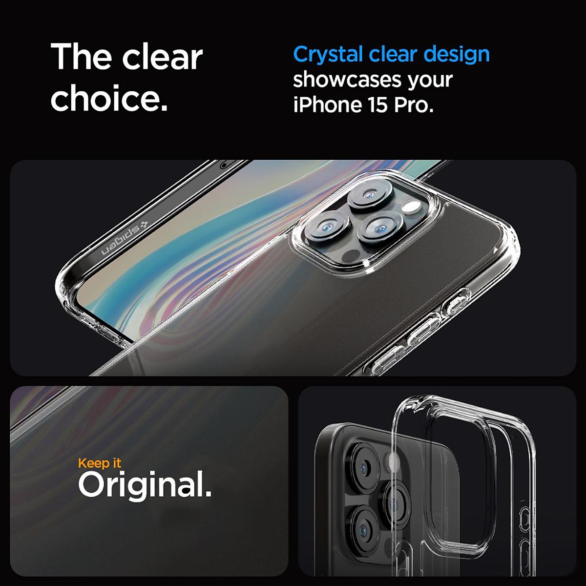 Ốp lưng Spigen cho iPhone 15/ 15 Plus/ 15 Pro/ 15 Pro Max Ultra Hybrid Crystal Clear - Hàng chính hãng
