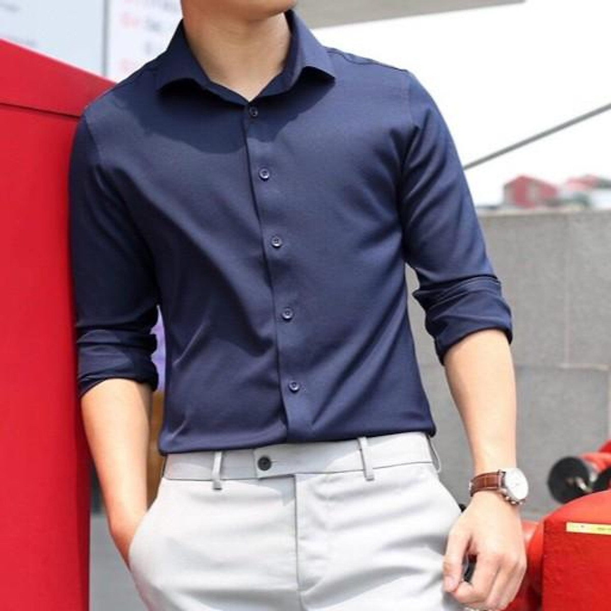 Áo sơ mi COEDO ngắn tay trơn màu xanh #2 Áo sơ mi COEDO ngắn tay trơn màu xanh