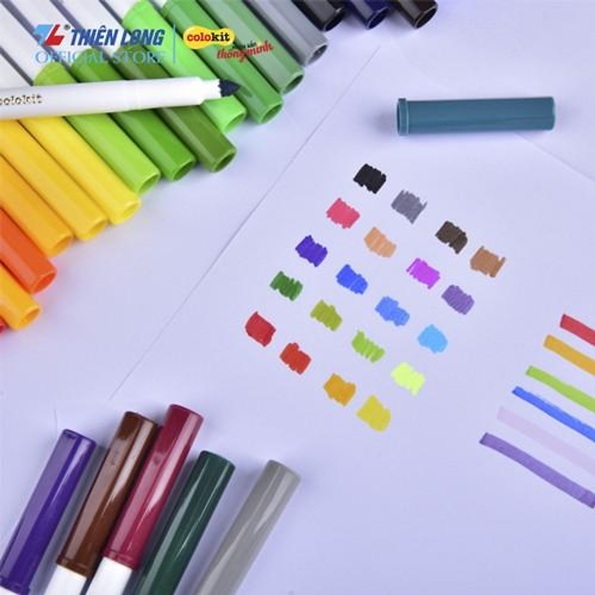 Bút Lông Màu Thiên Long Fiber Pen Washable SWM-C006 - 36 Màu- Viết Được Nét Mảnh Nét To- Mực rửa được