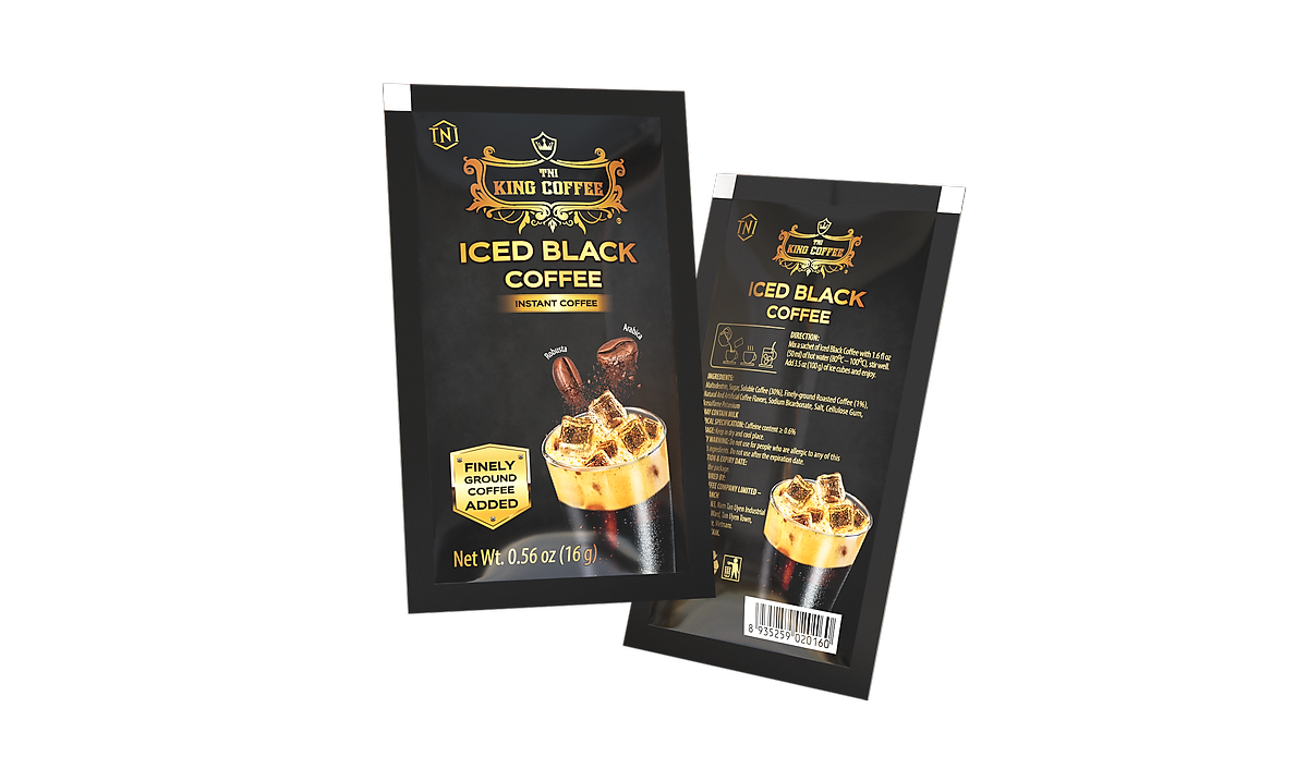 King Coffee Cà Phê Hòa Tan Đen Đá - Có Đường - Hộp 160g (10 gói x16g) Mạnh như cà phê rang xay