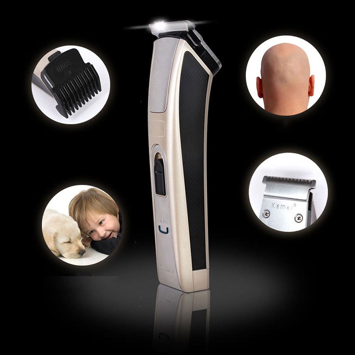 Tông Đơ Cắt Tóc Chuyên Nghiệp Kemei 5017, Công Suất 5W, Lưỡi Cắt Titatium, Động Cơ Hạn Chế Tiếng Ồn - Hàng chính hãng