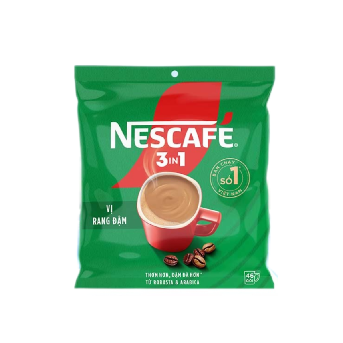 Cà phê hoà tan NESCAFÉ 3IN1 VỊ RANG ĐẬM - công thức cải tiến (bịch 46 gói x 16g)