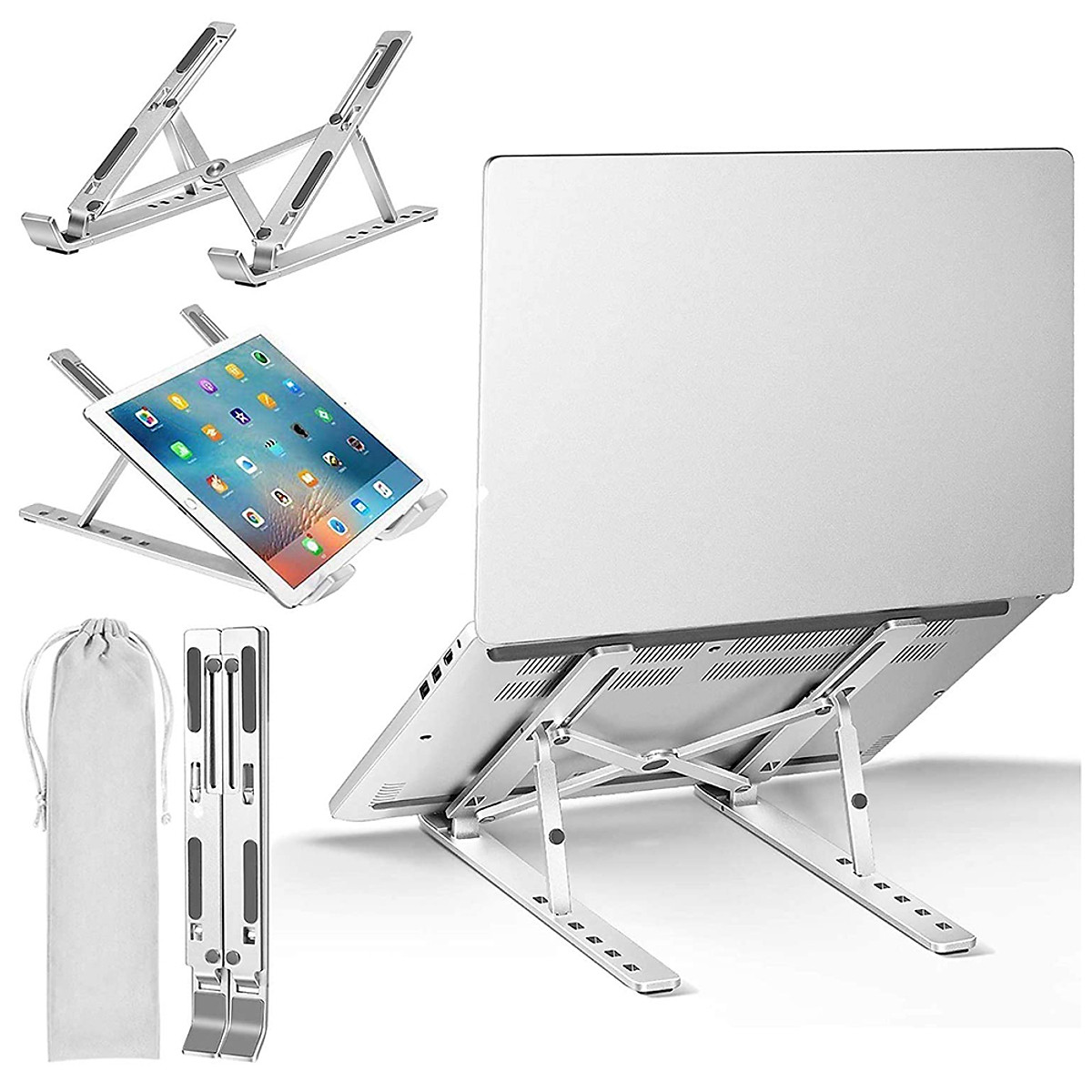 Giá đỡ tản nhiệt cho laptop, macbook, máy tính bảng chất liệu hợp kim nhôm siêu chắc, xếp gọn tiện dụng - Hàng chính hãng