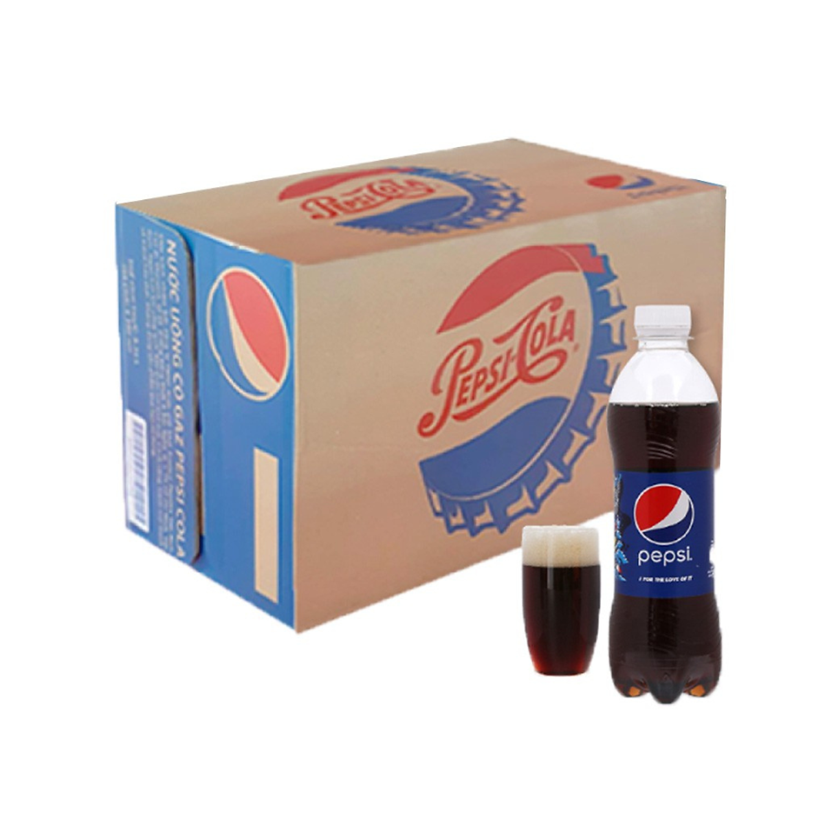 Thùng 24 Chai Nước Ngọt Có Gas Pepsi (390ml / Chai)