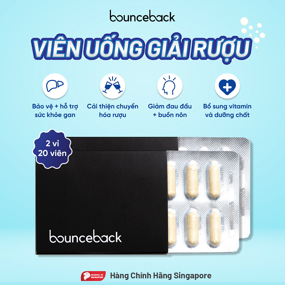 COMBO] 2 Vỉ Bounceback - Hỗ trợ giải độc và bảo vệ gan, hạn chế ...