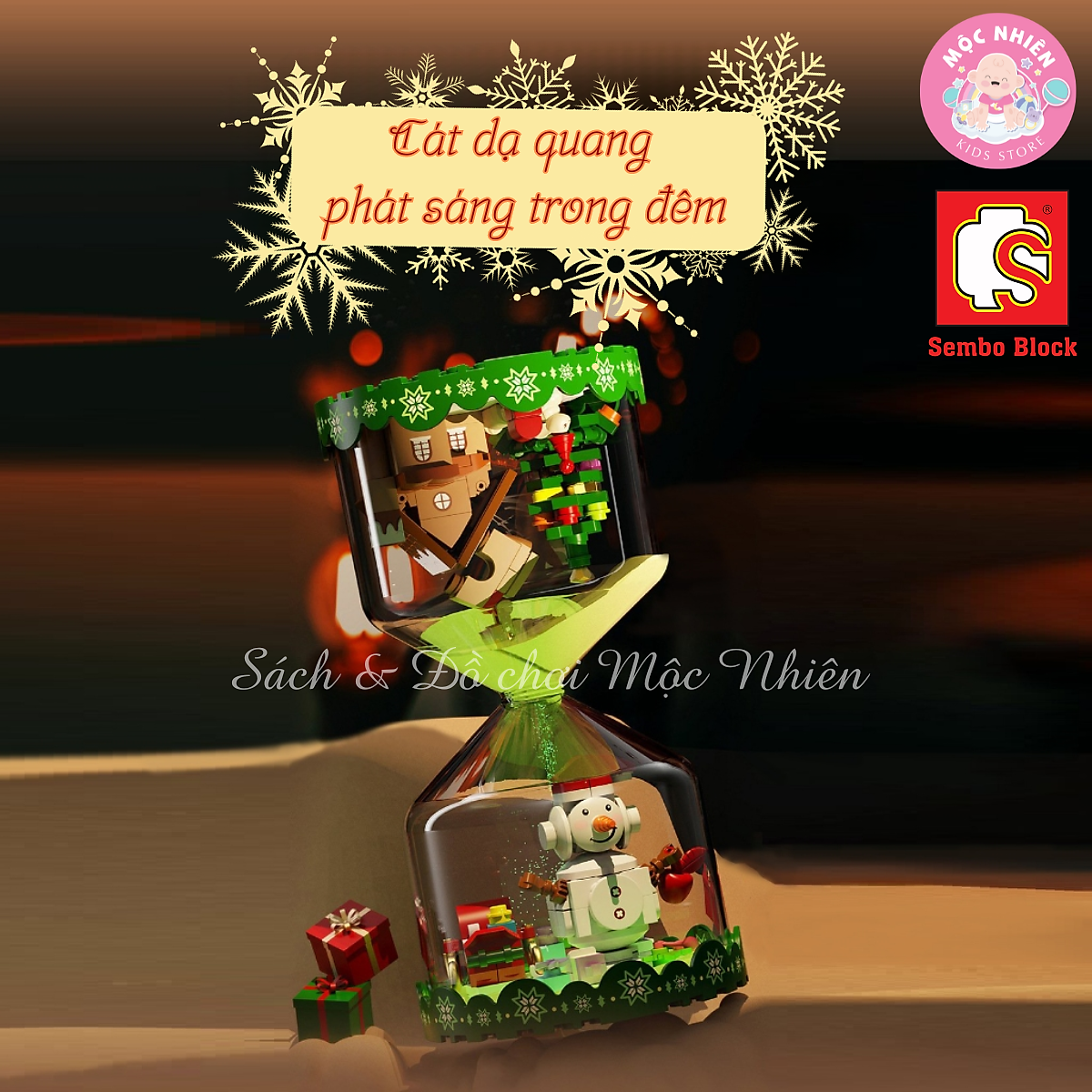 Đồ Chơi Lắp Ráp Xếp Hình Mô Hình Đồng Hồ Cát Giáng Sinh Hình Ngôi Nhà, Người Tuyết Noel 2023 - Sembo Block 280 mảnh ghép