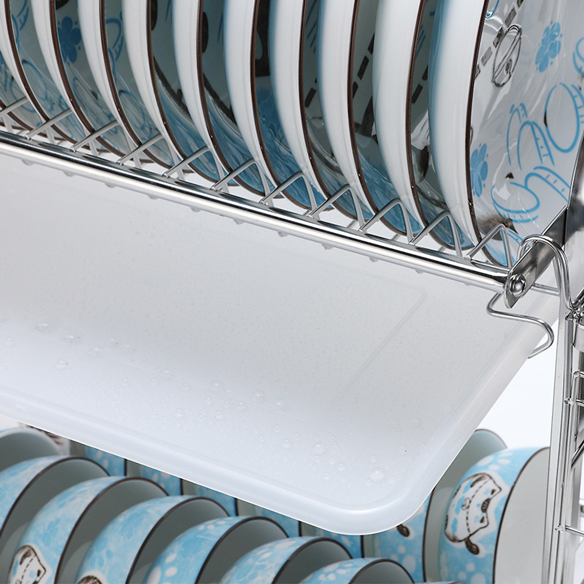 Kệ Úp Chén Bát Đĩa INOX 304 Kèm Khay Hứng Nước Giá Khô Ráo Trên Bàn Bếp