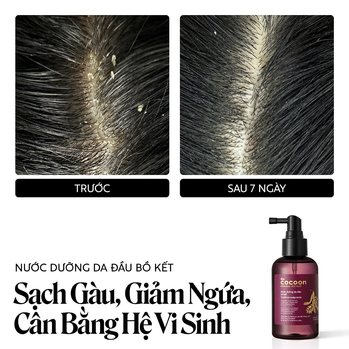 Nước dưỡng da đầu bồ kết Cocoon giảm gàu và chăm sóc da đầu nhạy cảm 140ml