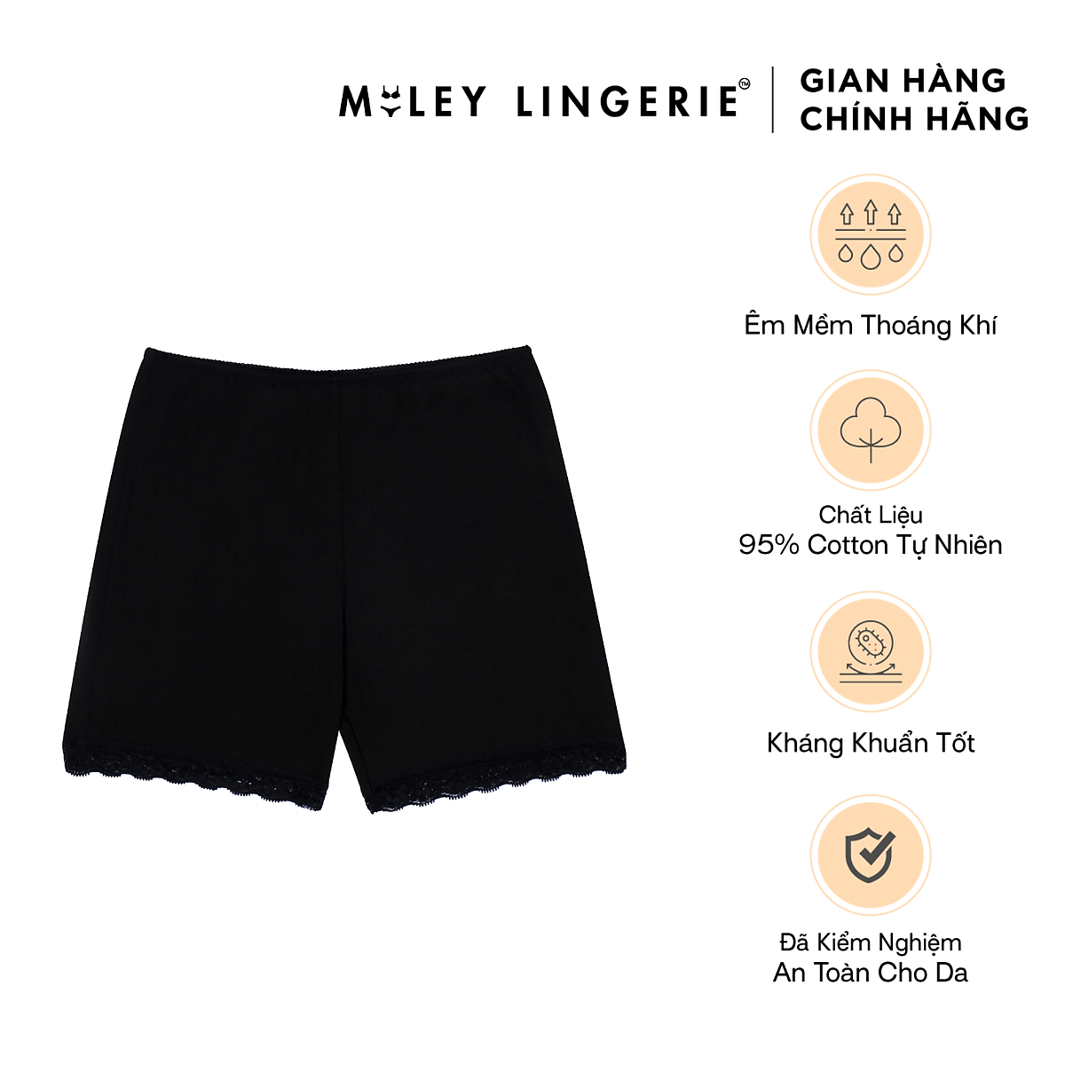 Quần Đùi Lót Nữ Mặc Trong Chân Váy Dài 32cm Miley Lingerie - Màu Đen FDS0116