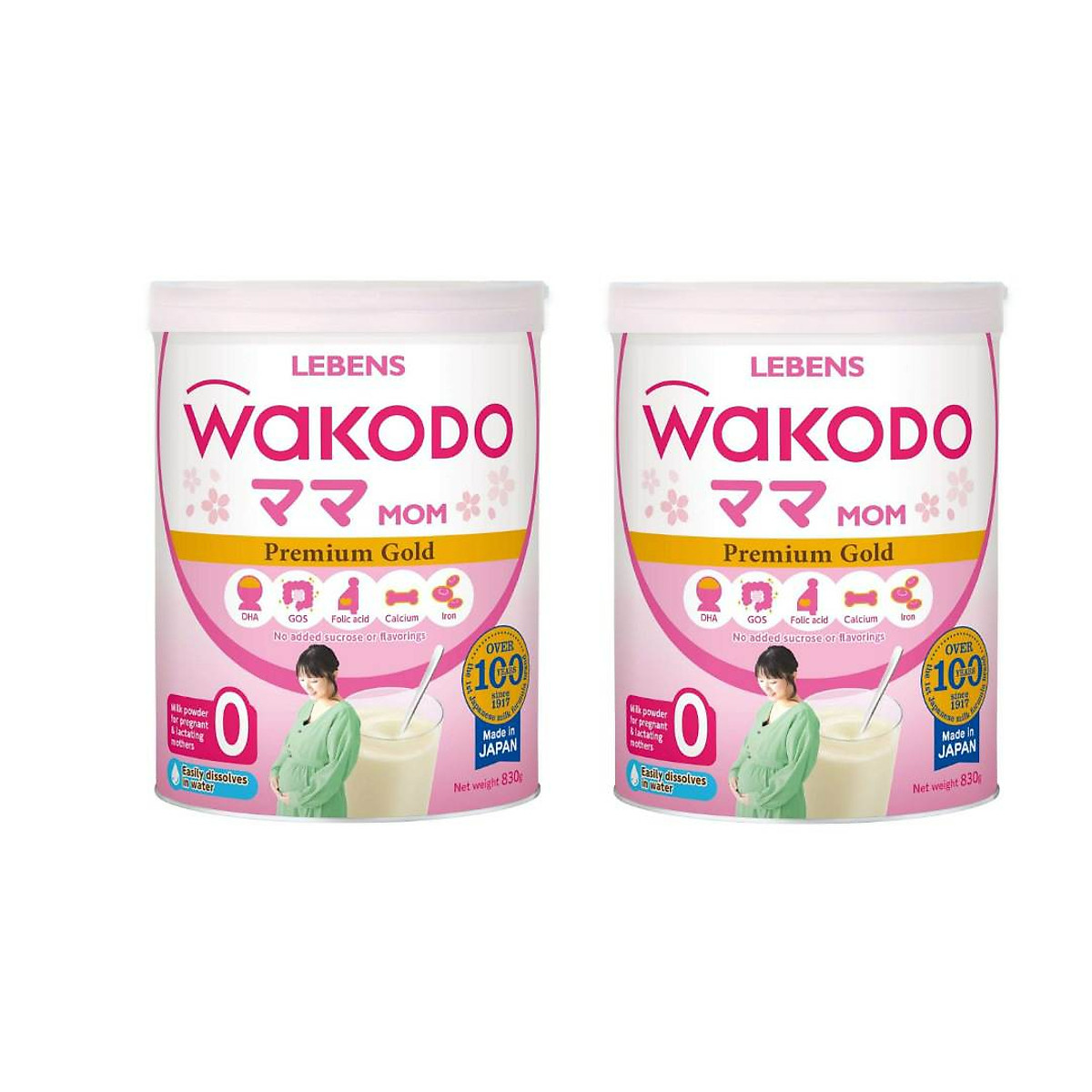 Bộ 2 Lon Sữa Bột Wakodo Mom - 830g