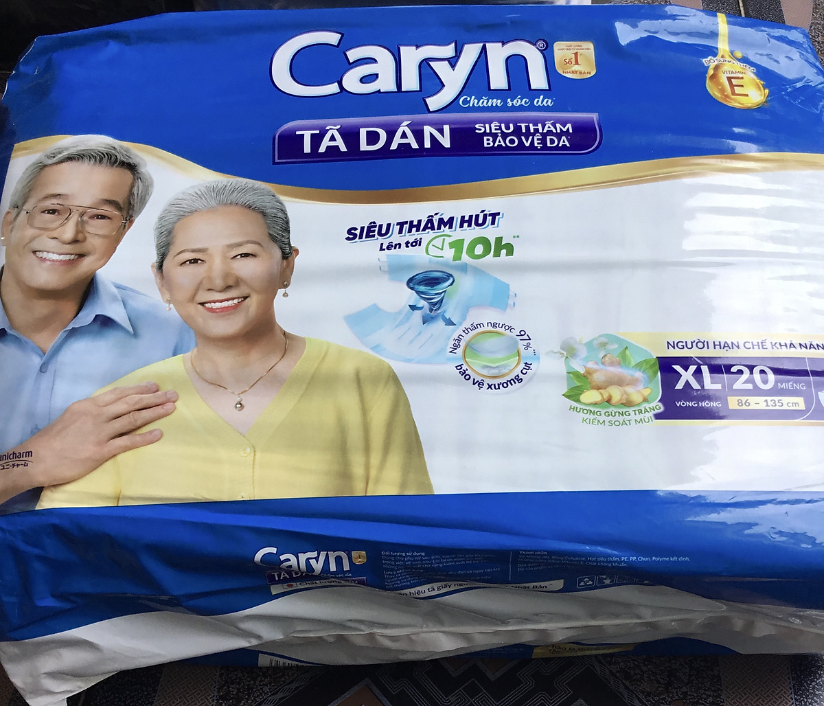 Mẫu mới nhất - Tã dán Caryn XL20 Siêu thấm Đệm thấm xanh bảo vệ vùng xương cụt - Tã dán người già, người lớn tuổi Caryn
