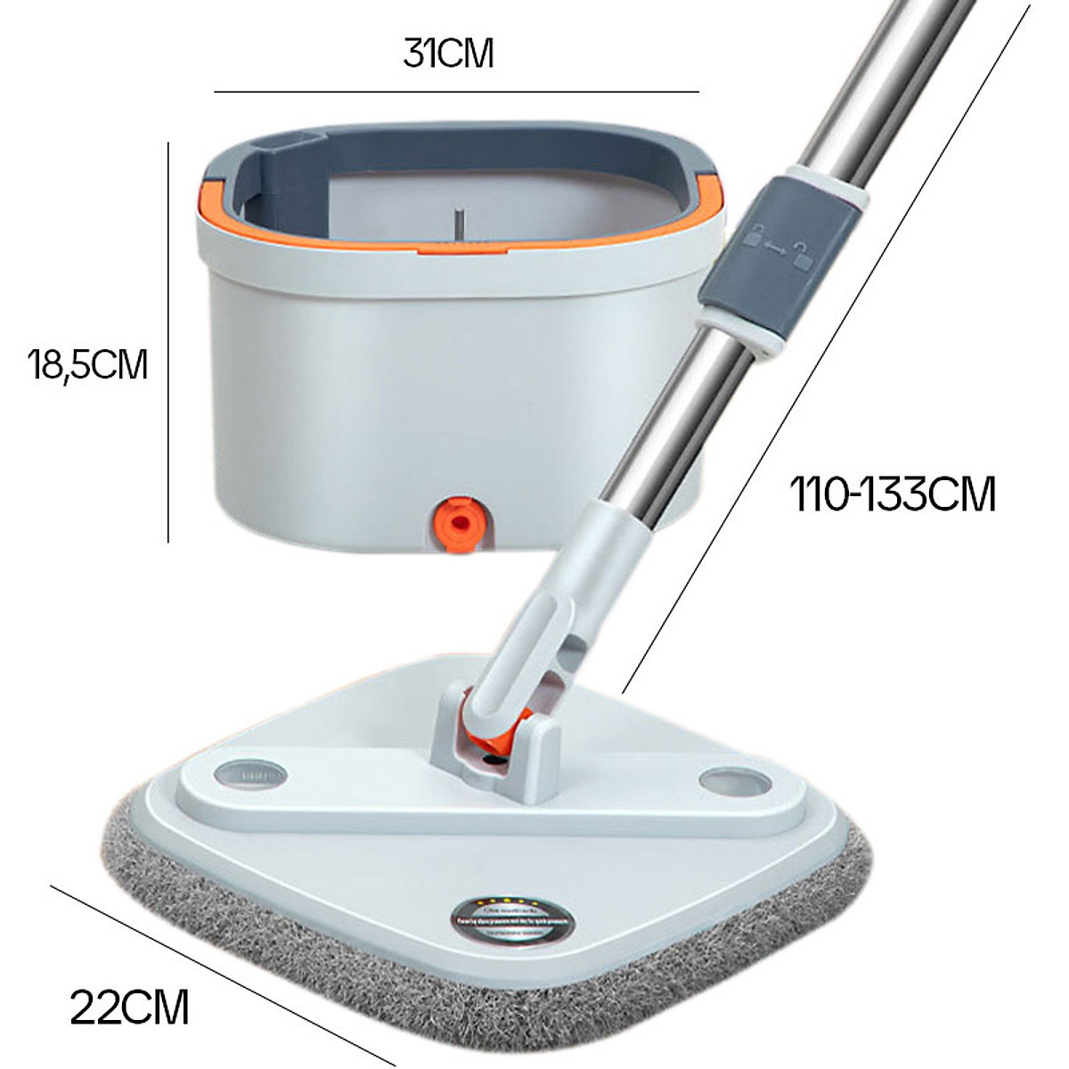 Bộ Cây Lau Nhà Tách Nước Bẩn KITIMOP N08 PRO - Thùng Lau Nhà Tự Vắt Thông Minh, Chổi Lau Nhà 360 Độ, Lau Sàn Làm Sạch