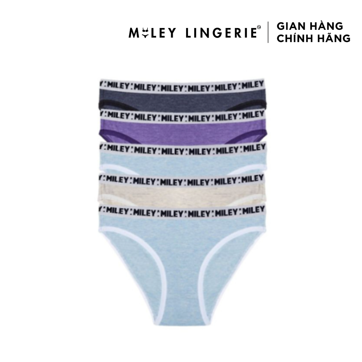 Combo 5 Quần Lót Nữ Melange Bikini Basic Miley Lingerie - Giao màu ngẫu nhiên (trắng - tím)