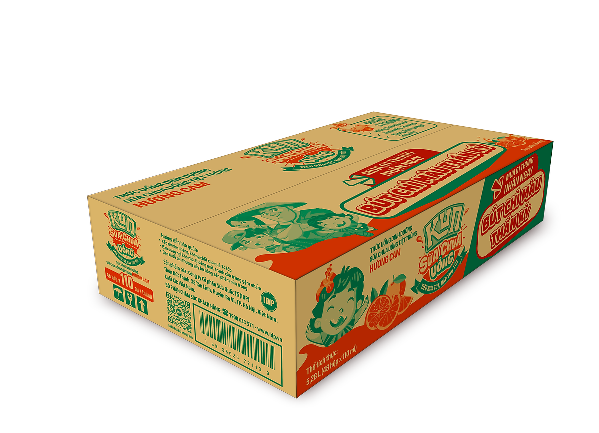 Thùng 48 Hộp Sữa Chua Uống Hương Cam KUN 110ml/hộp
