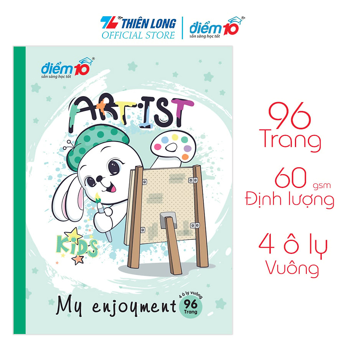 Tập học sinh 96 trang 4 ô ly vuông 60 gsm Điểm 10 TP-NB039 (hình ngẫu nhiên)