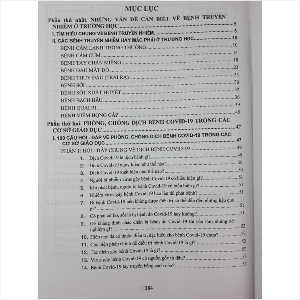 NHỮNG VẤN ĐỀ CẦN BIẾT VỀ Y TẾ HỌC ĐƯỜNG 100 CÂU HỎI - ĐÁP VỀ PHÒNG, CHỐNG DỊCH BỆNH TRUYỀN NHIỄM VÀ PHÒNG NGỪA TAI NẠN THƯƠNG TÍCH TRONG TRƯỜNG HỌC