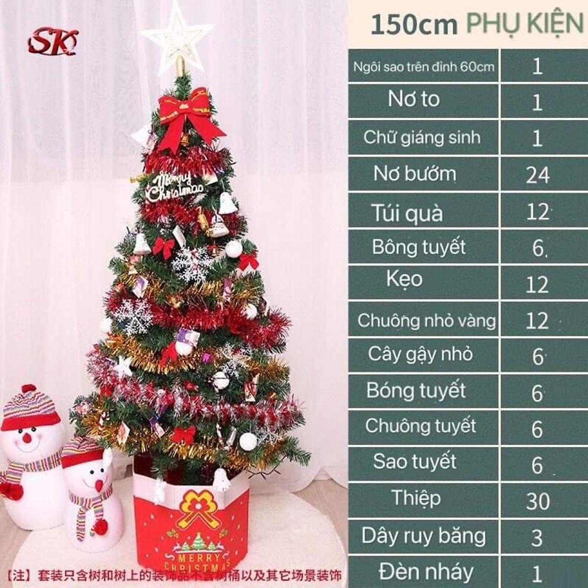 CÂY THÔNG NOEL 1m5 - 129 phụ kiện kèm theo - Trang trí nhà cửa khác