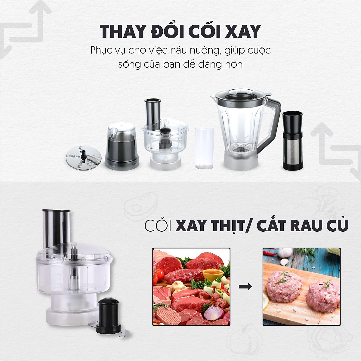 Máy Xay Thực Phẩm Đa Năng &amp; Trong 1 Mishio MK323 - Hàng Chính Hãng