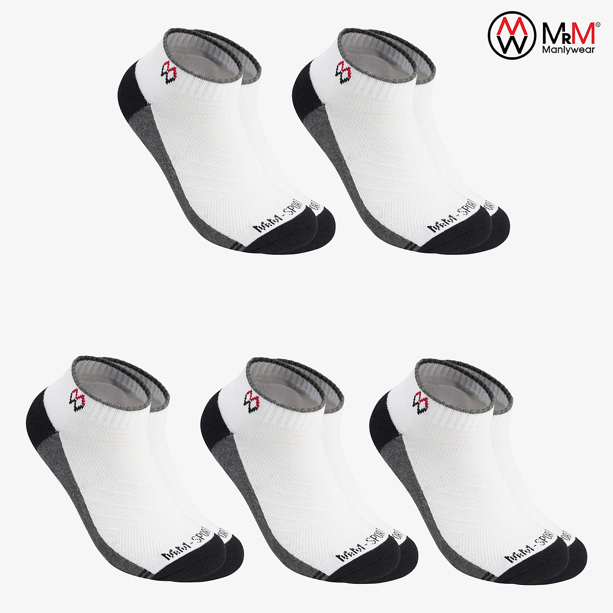 Combo 5 Đôi Tất Vớ Thể Thao, Vớ Đá Banh, Vớ Chạy Bộ Cổ Ngắn, Sợi Cotton Cao Cấp Chống Hôi Chân, Chống Phồng Rộp Chân, Chống Trượt Co Giãn 4 Chiều Mrm Manlywear - MM CM