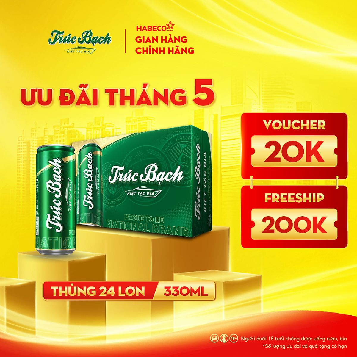 Bia Trúc Bạch - Thùng 24 lon 330ml