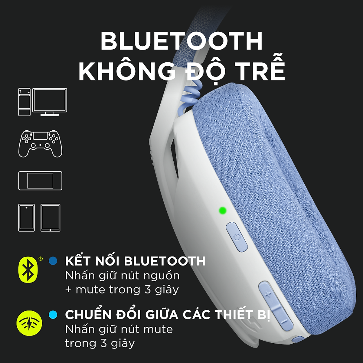 Tai nghe Game không dây Bluetooth Lighspeed Logitech G435 - Hàng Chính Hãng