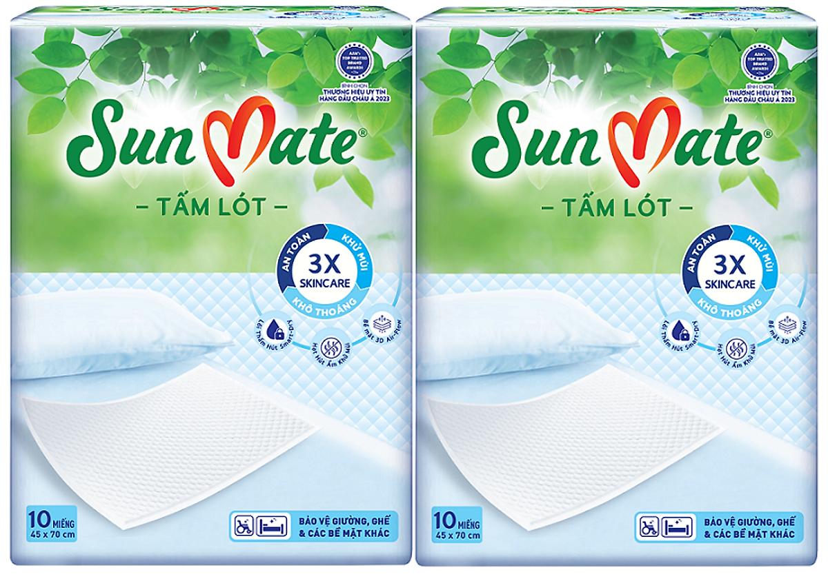 Combo 2 Tấm lót SunMate cải tiến mới 10 miếng (45 x 70cm)