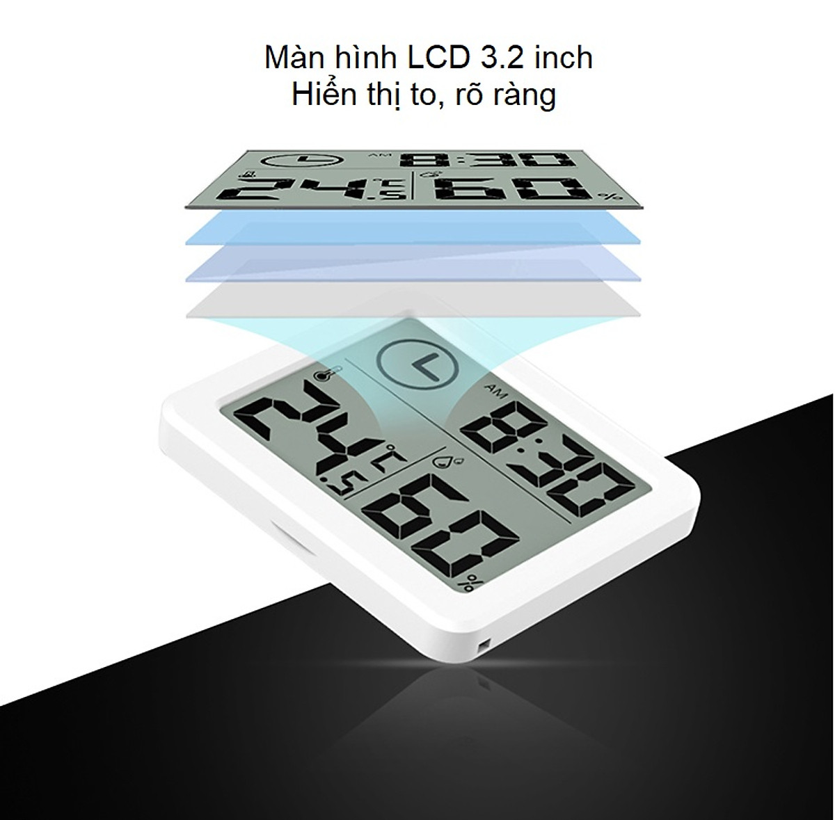 Đồng hồ đo nhiệt độ, độ ẩm mini Siêu Mỏng PDWDJ01 Máy đo nhiệt độ