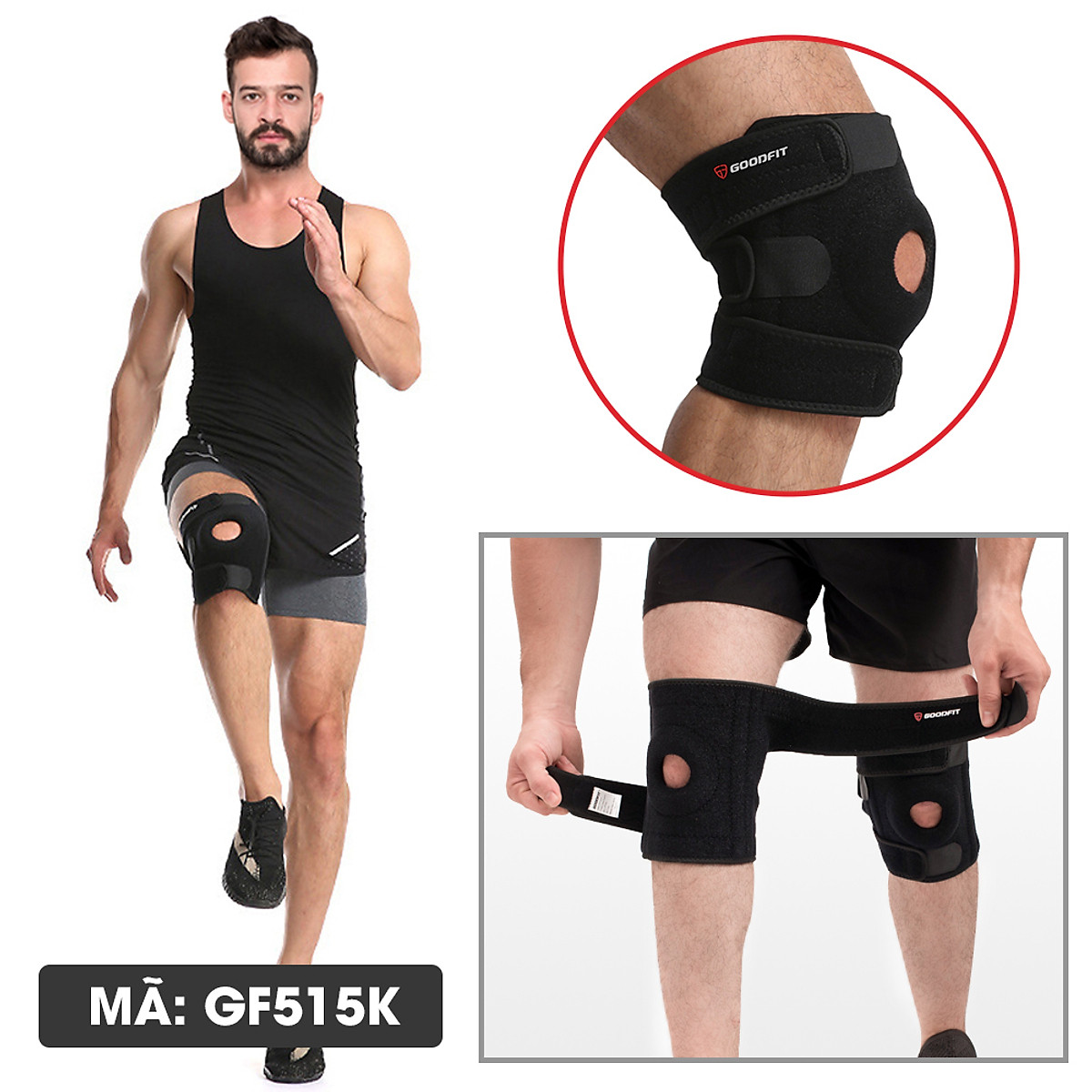 Bó gối thể thao, bảo vệ bó gối tập gym, chơi thể thao chính hãng Goodfit GF51XK