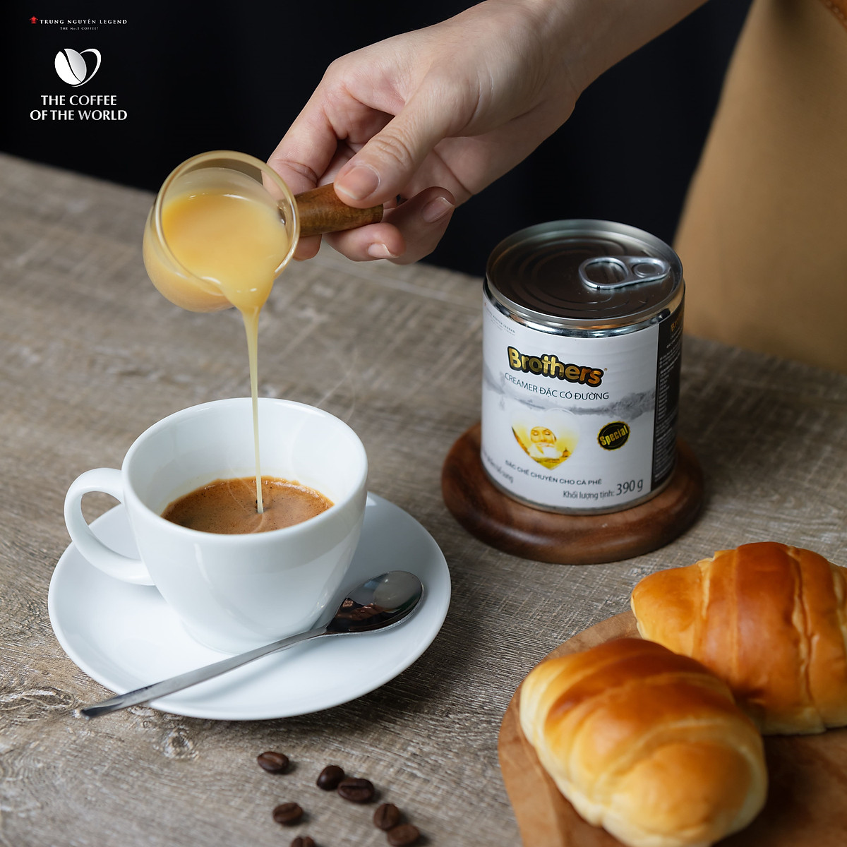 Trung Nguyên Legend - Creamer đặc có đường Brothers - Lon 390gr