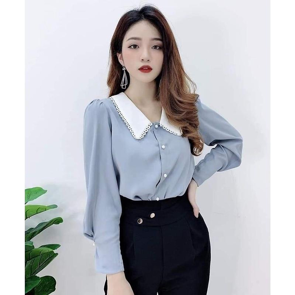 Áo sơ mi nữ công sở thời trang SURI thiết kế sang trọng,áo xanh cổ Áo Sơ Mi Nữ Công Sở Thời Trang Suri Thiết Kế Sang Trọng,Áo Xanh Cổ