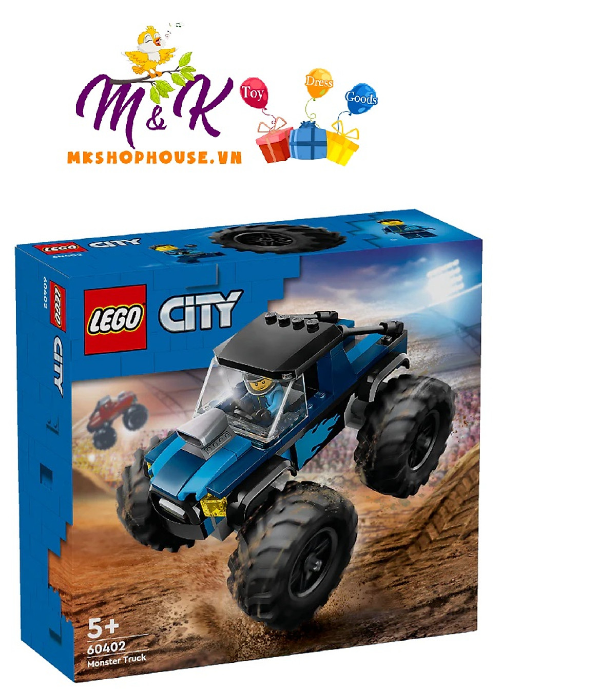 LEGO CITY 60402 Đồ chơi lắp ráp Chiến xe Monster xanh dương (148 chi tiết)