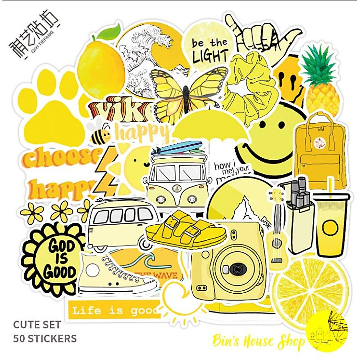 Big Moods Aesthetic Sticker Pack 10pc - Yellow