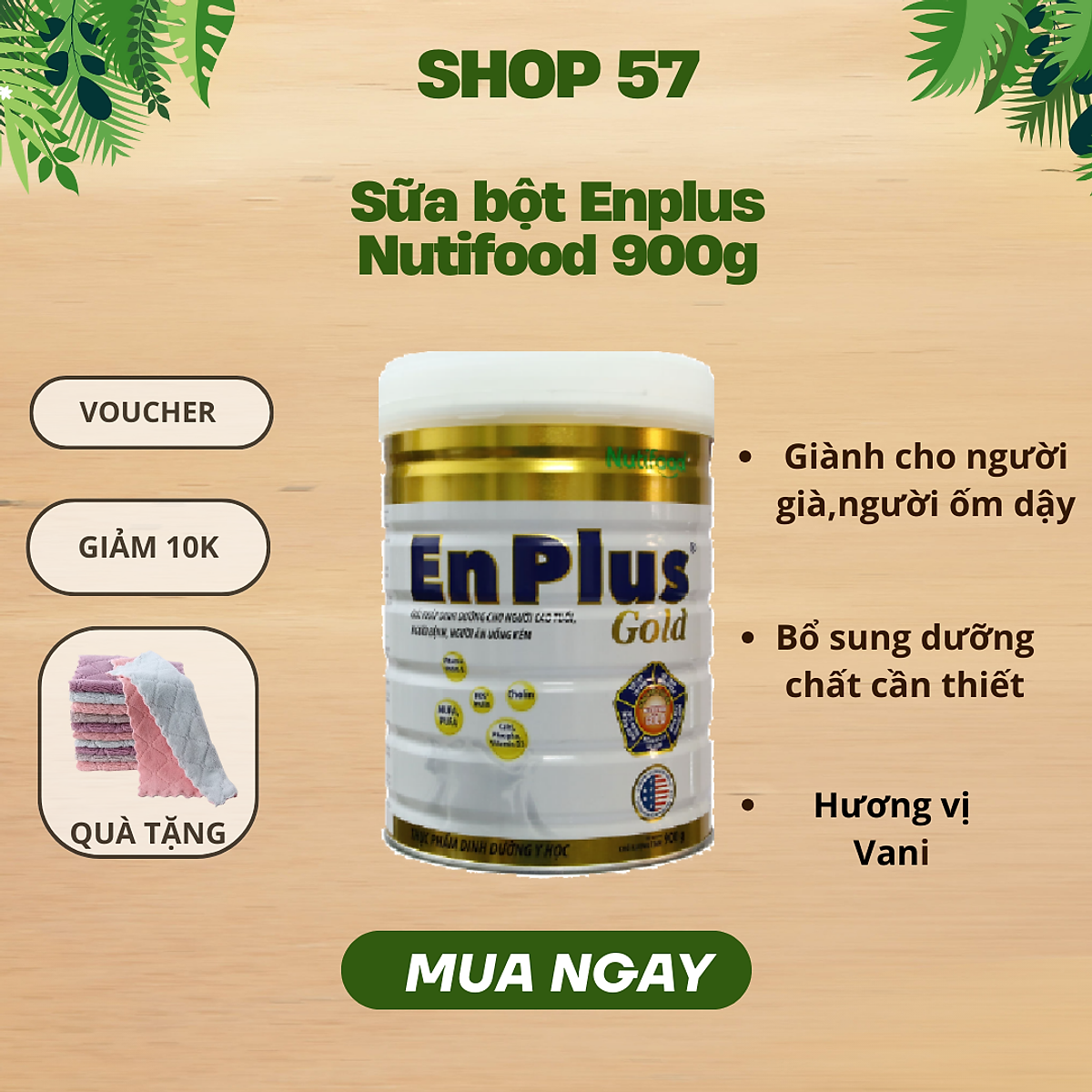 Sữa bổ sung dinh dưỡng hàng ngày cho người trưởng thành Nuti Enplus Gold 900 Gr