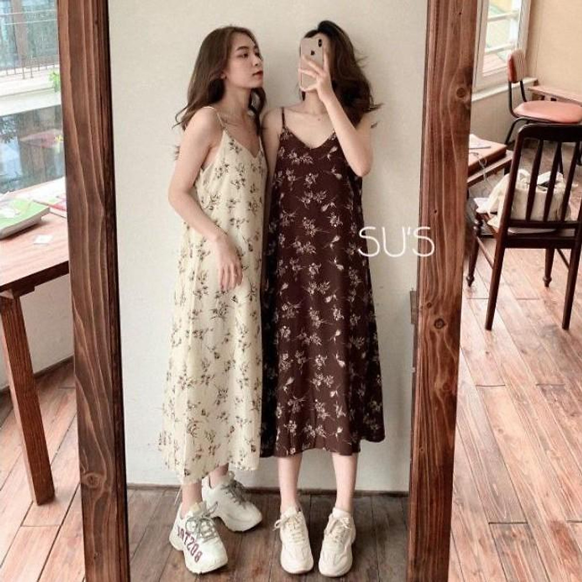 Mua Váy maxi 2 dây hoa nhí váy đi biển  Tiki