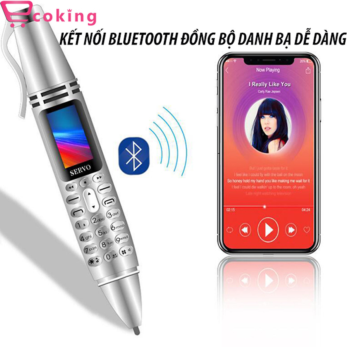 Điện thoại mini 2 SIM 2 SÓNG siêu nhỏ Ecoking,độc lạ hình cây bút,tích hợp đầy đủ các chức năng của chiếc smartphone như quay phim chụp hình kết nối bluetooth cổng cắm thẻ nhớ đèm led đài FM nhỏ gọn tiện lợi dễ dàng sử dụng