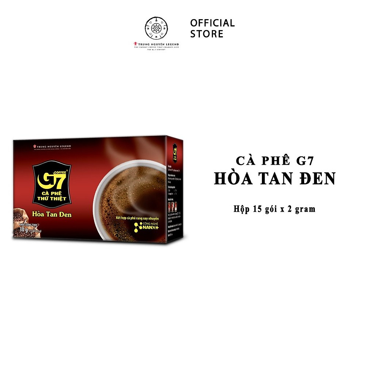 Trung Nguyên Legend - Cà phê G7 hòa tan đen ( không đường) - hộp 15 gói 2gr