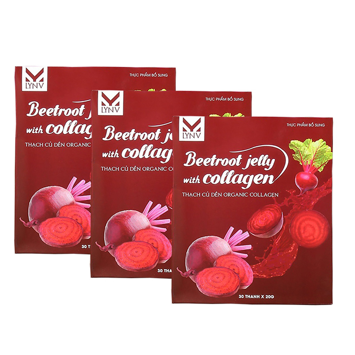 Ba hộp thực phẩm thạch củ dền detox collagen dinh dưỡng dành cho người lớn
