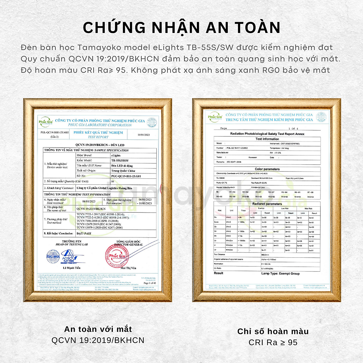 Đèn Bàn Học LED RG0 Tamayoko 3 Chế Độ Ánh Sáng Bảo Vệ Mắt Chống Cận Thị Không Phát Xạ Ánh Sáng Xanh Model TB-55S/SW