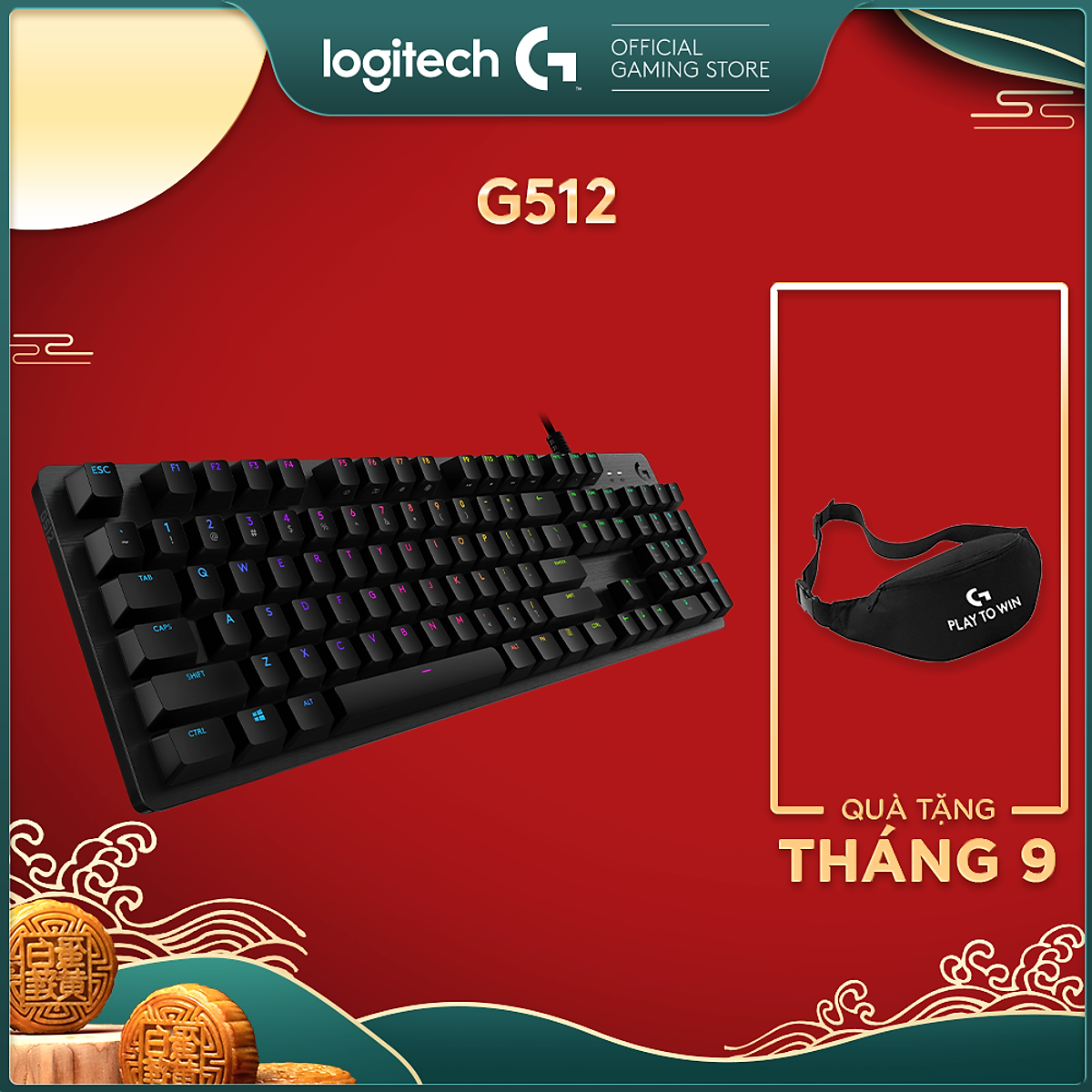 Bàn phím game cơ học Logitech G512 - RGB Lightsync, 3 loại GX Switch, vật liệu cải tiến, cổng USB 2.0 - Hàng Chính Hãng
