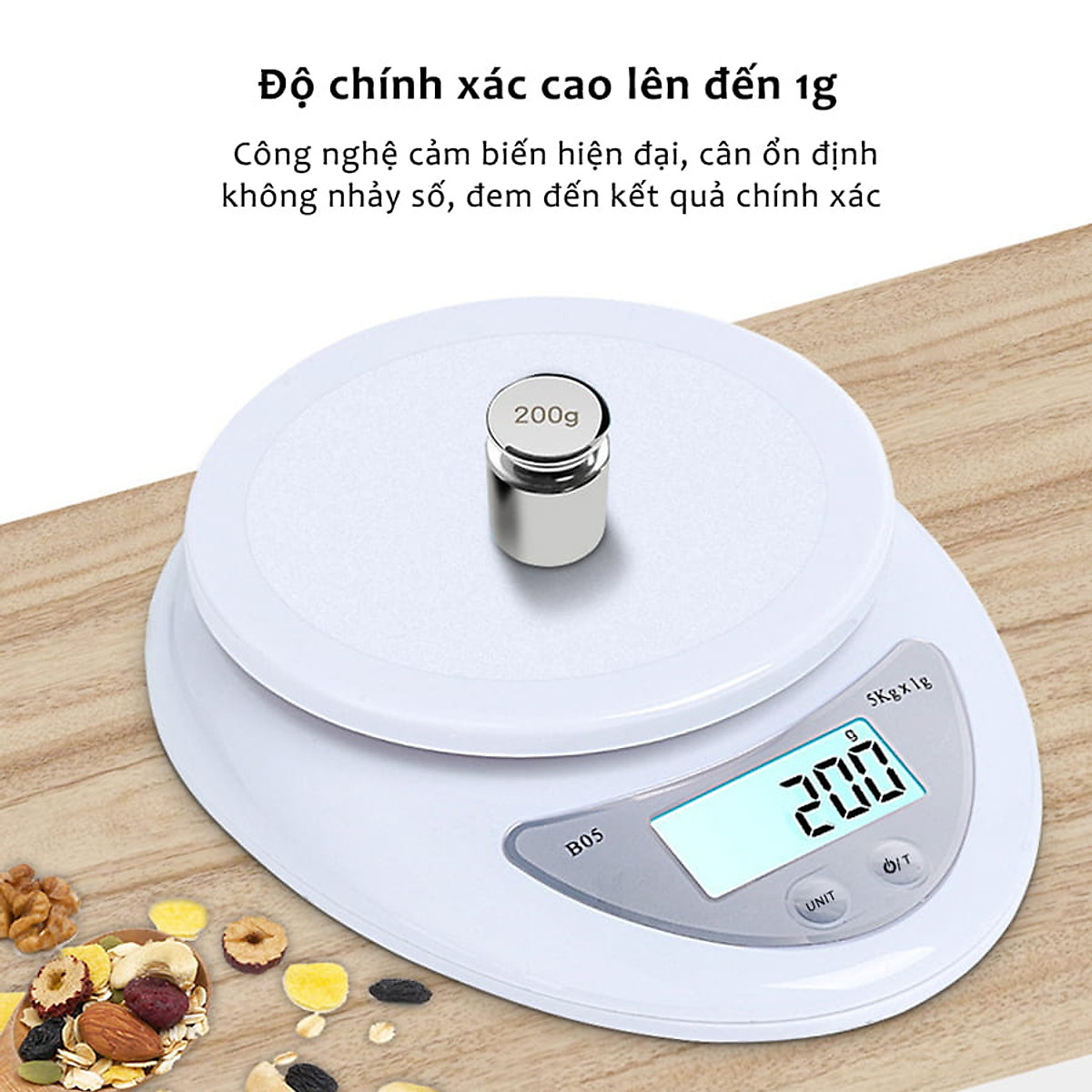 Cân Tiểu Ly Điện Tử Mini Nhà Bếp Cân Thực Phẩm Loại 5Kg Tiện Lợi Cân Tiểu Ly Điện Tử Nhà Bếp Mini Làm Bánh Đồ Ăn Nguyên Liệu Chính Xác Cao Tặng Kèm Pin