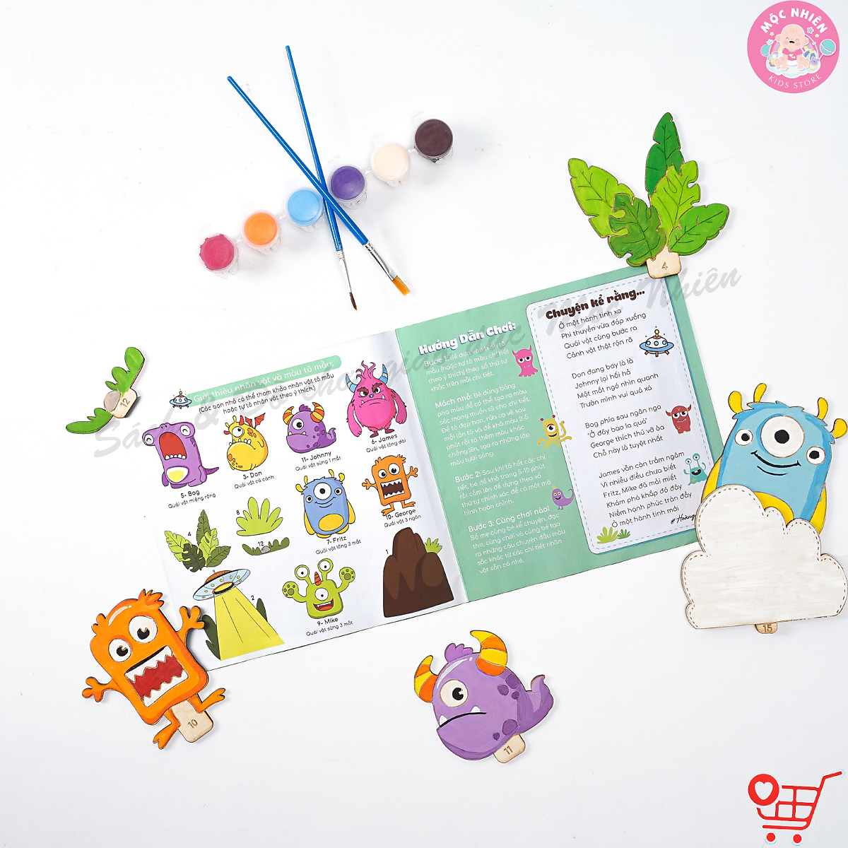 Đồ Chơi Tranh Gỗ Lalala Baby Tô Màu Kèm Màu Nước, Cọ và Truyện Kể I Paint I Play! Cho Bé Từ 3 Tuổi